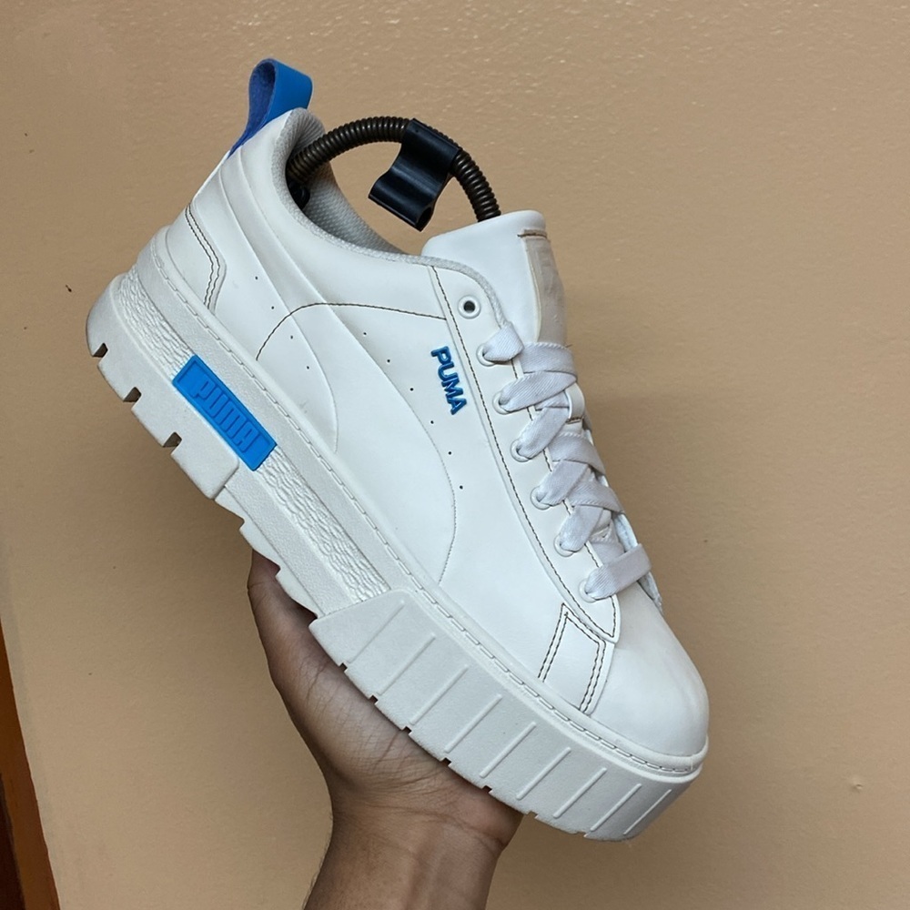 Puma Platform Mayze Infuse Pristine Chunky Sneakers “Cream Blue” - Picture 8 of 17